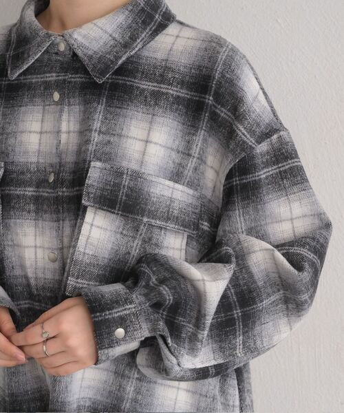 RETRO GIRL(レトロガール)の「起毛FウールチェックSH(シャツ/ブラウス・レディース・グリーン/ブラック/ベージュ・FREE)」の13枚目の写真