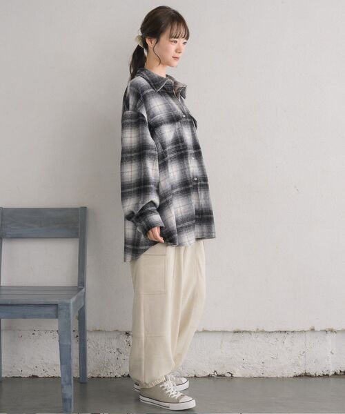 RETRO GIRL(レトロガール)の「起毛FウールチェックSH(シャツ/ブラウス・レディース・グリーン/ブラック/ベージュ・FREE)」の21枚目の写真