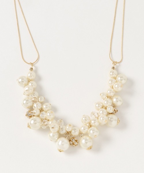 Three Four Time（ｽﾘｰﾌｫｰﾀｲﾑ）の「パールボリュームネックレス【結婚式/パーティー/フォーマル/デイリー】（ネックレス・レディース・ゴールド・FREE）」の6枚目の写真