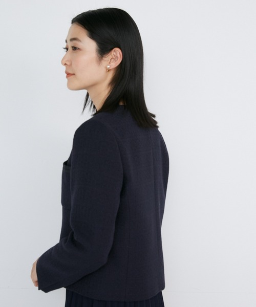 イネド　ツイードノーカラージャケット CLASSY.1月号掲載】ルレックスツイード ノーカラージャケット