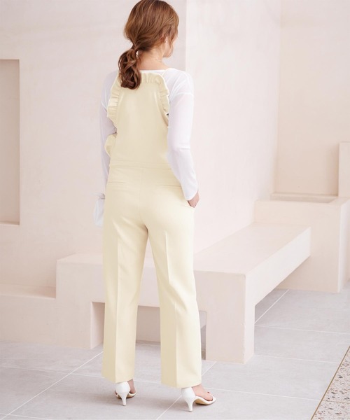 セール】バックフリルデザインオールインワン（つなぎ