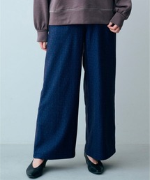 IEDIT 光吸収発熱素材&裏起毛でいつでも暖かな 美脚ストレッチワイドパンツ