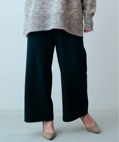 IEDIT（イディット）の「ＩＥＤＩＴ　光吸収発熱素材＆裏起毛でいつでも暖かな　美脚ストレッチワイドパンツ（その他パンツ・レディース・ライトグレー/ブラック/ネイビー・MEDIUM/LARGE/X-LARGE/XX-LARGE/XXX-LARGE/SMALL）」の2枚目の写真