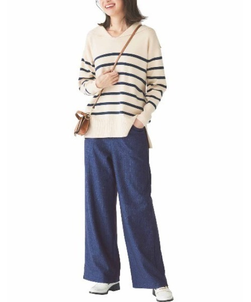 IEDIT（イディット）の「ＩＥＤＩＴ　光吸収発熱素材＆裏起毛でいつでも暖かな　美脚ストレッチワイドパンツ（その他パンツ・レディース・ライトグレー/ブラック/ネイビー・MEDIUM/LARGE/X-LARGE/XX-LARGE/XXX-LARGE/SMALL）」の5枚目の写真