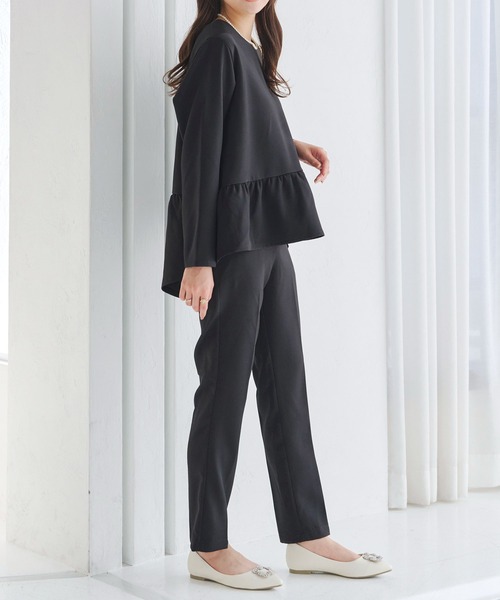 KOBE LETTUCE（コウベレタス）の「[ セレモニー ]ティアードトップス×センタープレスパンツセットアップ（スーツセット・レディース・ホワイト系/ブラック/グレー系・L/M）」の6枚目の写真