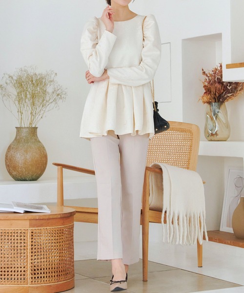 KOBE LETTUCE（コウベレタス）の「[ セレモニー ]ティアードトップス×センタープレスパンツセットアップ（スーツセット・レディース・ホワイト系/ブラック/グレー系・L/M）」の10枚目の写真