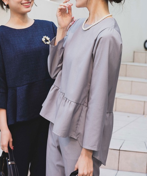 KOBE LETTUCE（コウベレタス）の「[ セレモニー ]ティアードトップス×センタープレスパンツセットアップ（スーツセット・レディース・ホワイト系/ブラック/グレー系・L/M）」の11枚目の写真