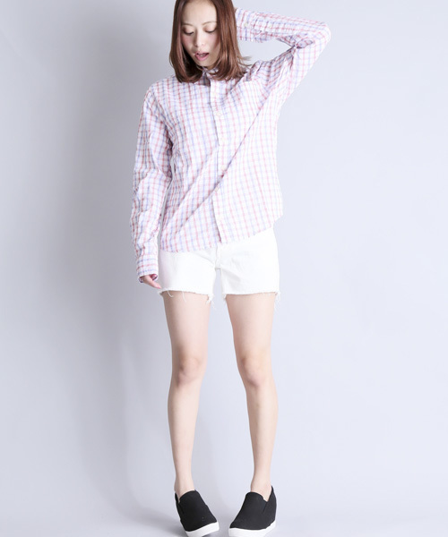 Denime（ドゥニーム）の「【MadeInJapan】DENIM SHORT PANTS/デニムショートパンツ（デニムパンツ・レディース・ホワイト/ライトインディゴブルー・MEDIUM/X-SMALL/SMALL）」の20枚目の写真