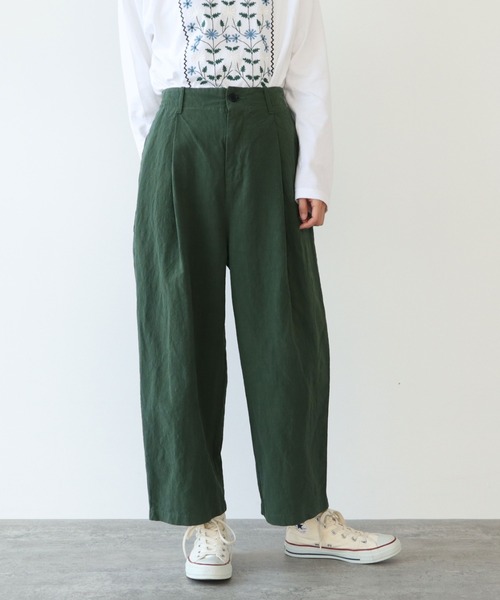 【yuni10周年】ハイツイスト コットン/リネン バックゴムパンツ yuni（ユニ ）の「ハイツイストコットンリネン バックゴムパンツ