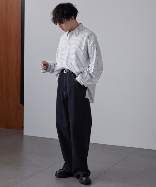 セール】ヴィンテージメイクバギーセミワイドデニムパンツ（デニム