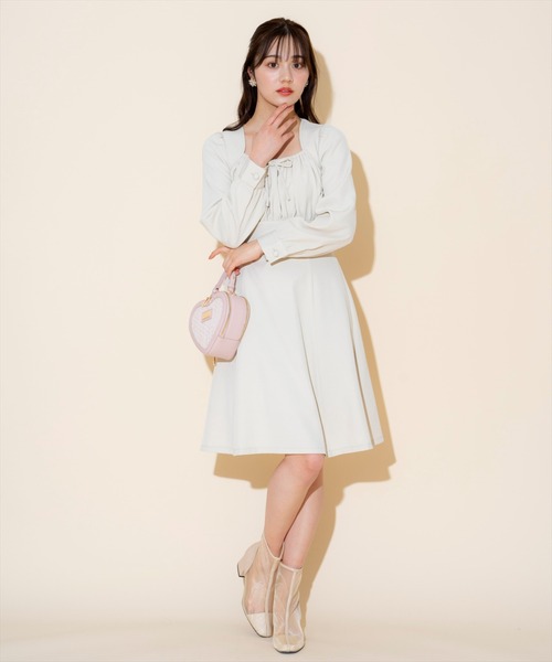 WILLSELECTION（ウィルセレクション）の「ギャザーリボンフレアミニワンピース（ワンピース・レディース・ピンク/ミント/ベージュ・FREE）」の9枚目の写真