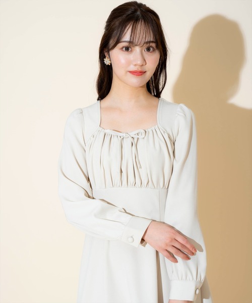 WILLSELECTION（ウィルセレクション）の「ギャザーリボンフレアミニワンピース（ワンピース・レディース・ピンク/ミント/ベージュ・FREE）」の13枚目の写真