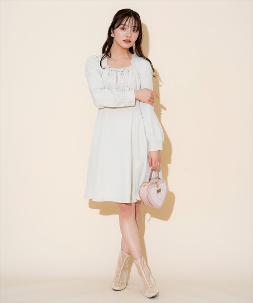 WILLSELECTION（ウィルセレクション）の「ギャザーリボンフレアミニワンピース（ワンピース・レディース・ピンク/ミント/ベージュ・FREE）」の5枚目の写真