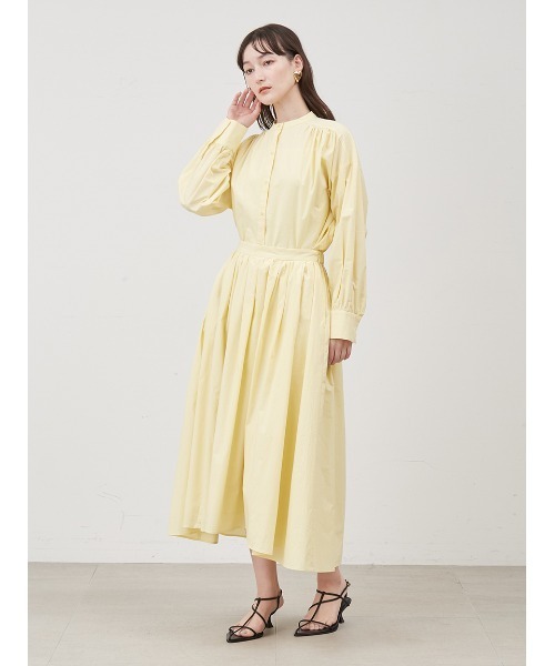 Mila Owen(ミラオーウェン)の「スタンド衿前ふらし後ドッキングシャツワンピース【マシーンウォッシャブル】(シャツワンピース・レディース・ホワイト/ネイビー/イエロー・0/1)」の8枚目の写真