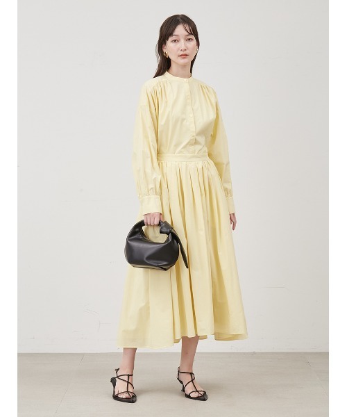 Mila Owen(ミラオーウェン)の「スタンド衿前ふらし後ドッキングシャツワンピース【マシーンウォッシャブル】(シャツワンピース・レディース・ホワイト/ネイビー/イエロー・0/1)」の5枚目の写真