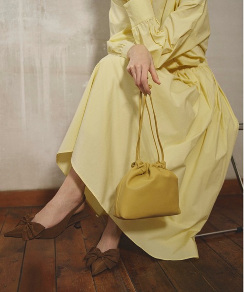 Mila Owen(ミラオーウェン)の「スタンド衿前ふらし後ドッキングシャツワンピース【マシーンウォッシャブル】(シャツワンピース・レディース・ホワイト/ネイビー/イエロー・0/1)」の4枚目の写真