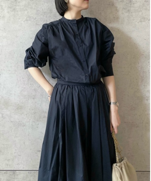 Mila Owen(ミラオーウェン)の「スタンド衿前ふらし後ドッキングシャツワンピース【マシーンウォッシャブル】(シャツワンピース・レディース・ホワイト/ネイビー/イエロー・0/1)」の20枚目の写真