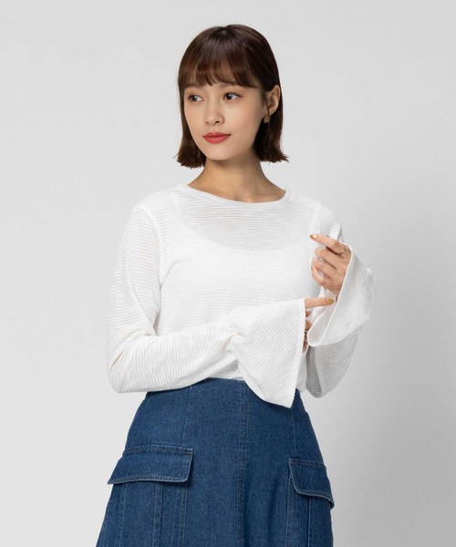 BACK NUMBER(バックナンバー)の「【BACK NUMBER】フレアスリーブ長袖Tシャツ(Tシャツ/カットソー・レディース・オフホワイト/ブラック/ブラック×ホワイト/ホワイト×ブラック・LARGE/SMALL/MEDIUM/XL)」の1枚目の写真