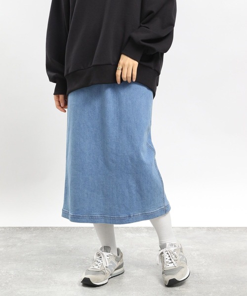 GLOBAL WORK Smile Seed Store（グローバルワーク スマイルシードストア）の「デニムＩラインスカート/977006（デニムスカート・レディース・ブルー系その他3/ブラック/アイボリー/ブルー系その他5・SMALL/MEDIUM/X-LARGE/LARGE）」の6枚目の写真