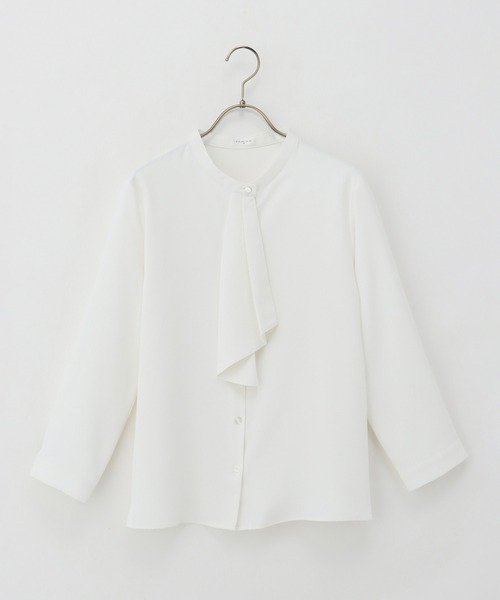 Honeys(ハニーズ)の「8分袖ボウタイブラウス(シャツ/ブラウス・レディース・ホワイト/ライトグレー/ネイビー/ミント/スモークピンク・S/M/L/LL/3L)」の20枚目の写真