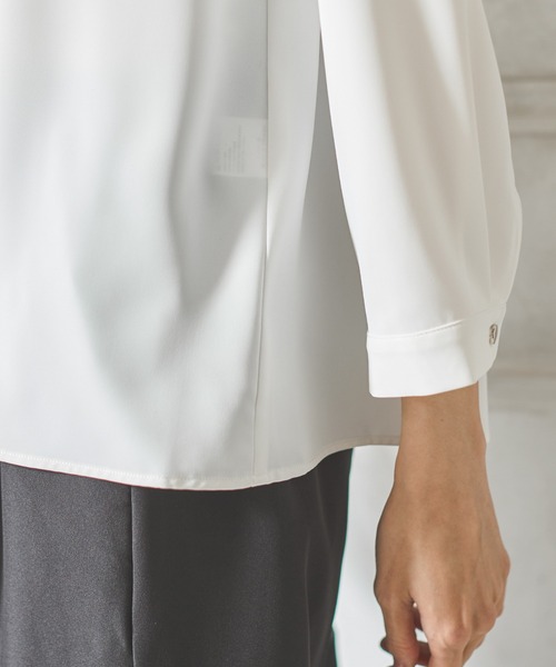 Honeys(ハニーズ)の「8分袖ボウタイブラウス(シャツ/ブラウス・レディース・ホワイト/ライトグレー/ネイビー/ミント/スモークピンク・S/M/L/LL/3L)」の7枚目の写真