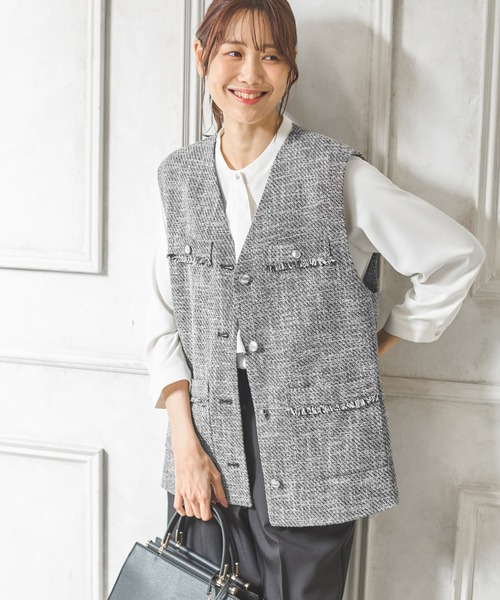 Honeys(ハニーズ)の「8分袖ボウタイブラウス(シャツ/ブラウス・レディース・ホワイト/ライトグレー/ネイビー/ミント/スモークピンク・S/M/L/LL/3L)」の10枚目の写真