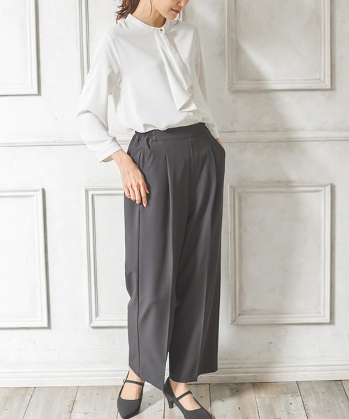 Honeys(ハニーズ)の「8分袖ボウタイブラウス(シャツ/ブラウス・レディース・ホワイト/ライトグレー/ネイビー/ミント/スモークピンク・S/M/L/LL/3L)」の11枚目の写真