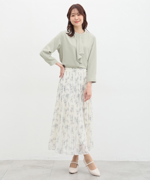 Honeys(ハニーズ)の「8分袖ボウタイブラウス(シャツ/ブラウス・レディース・ホワイト/ライトグレー/ネイビー/ミント/スモークピンク・S/M/L/LL/3L)」の15枚目の写真