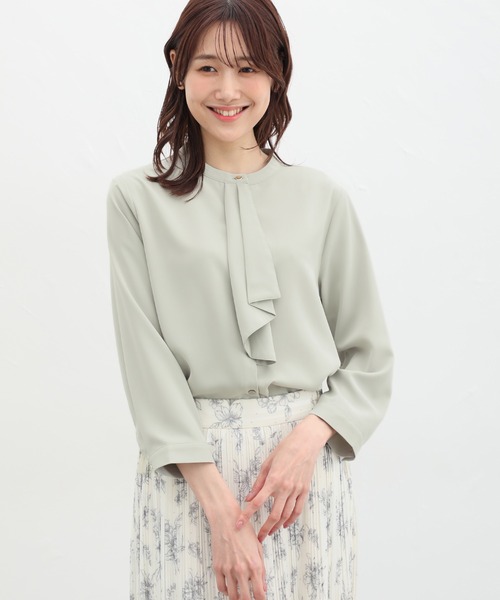 Honeys(ハニーズ)の「8分袖ボウタイブラウス(シャツ/ブラウス・レディース・ホワイト/ライトグレー/ネイビー/ミント/スモークピンク・S/M/L/LL/3L)」の17枚目の写真