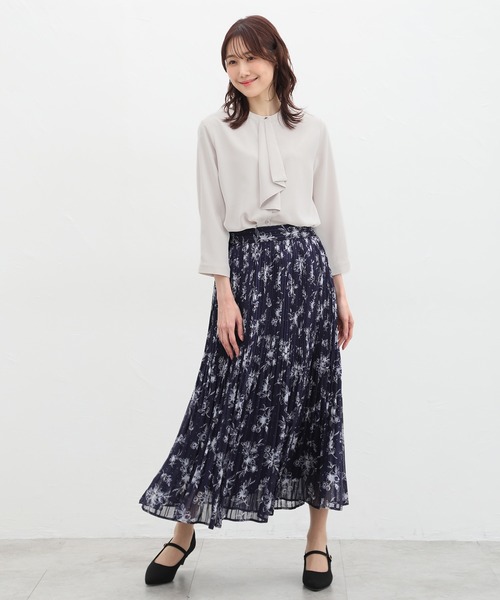 Honeys(ハニーズ)の「8分袖ボウタイブラウス(シャツ/ブラウス・レディース・ホワイト/ライトグレー/ネイビー/ミント/スモークピンク・S/M/L/LL/3L)」の18枚目の写真