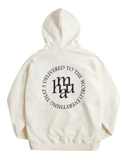 muahmuah(ムーアムーア)の「A'GEM/9 × .kom『muah muah/ムーアムーア』MUAH CIRCLE LOGO OVERFIT HOODIE/サークルロゴオーバーフィットフーディーパーカー(パーカー・レディース・アイボリー/ブラック/ライトブルー/グレー・FREE)」の19枚目の写真