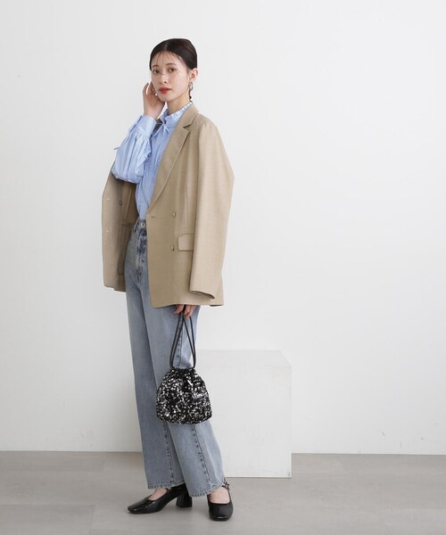 N.（N. Natural Beauty Basic）（エヌエヌナチュラルビューティーベーシック）の「◆【S Size Line】ダブルブレストテーラードジャケット（テーラードジャケット・レディース・ブラウン/ベージュ/ネイビー・SMALL/MEDIUM）」の8枚目の写真