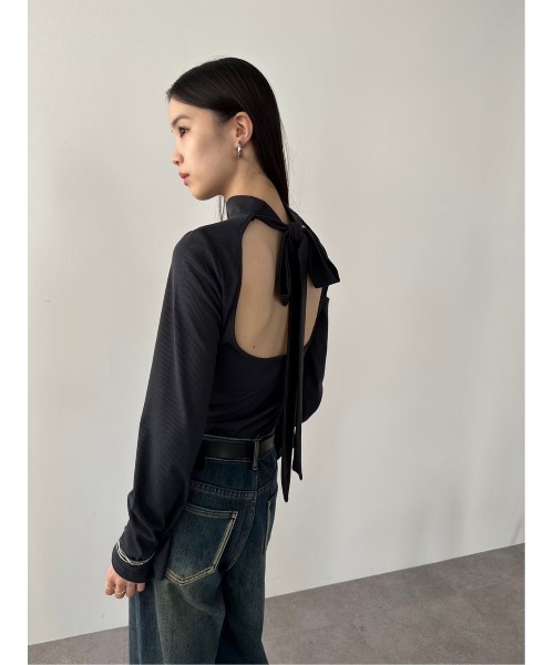 DRWCYS（ドロシーズ）の「バックリボンカップイントップス（Tシャツ/カットソー・レディース・チャコールグレー/ライトグレー・FREE）」の10枚目の写真