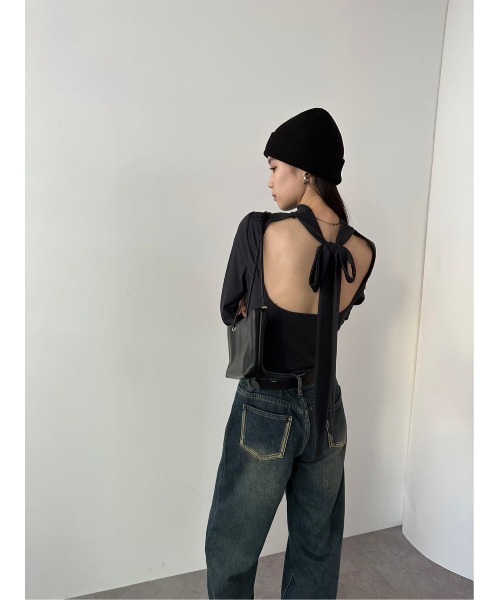 DRWCYS（ドロシーズ）の「バックリボンカップイントップス（Tシャツ/カットソー・レディース・チャコールグレー/ライトグレー・FREE）」の15枚目の写真