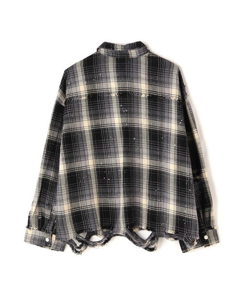DANKE SCHON（ダンケシェーン）の「DankeSchon/ダンケシェーン/CottonViyella Damege Shirts/ダメージチェックシャツ（シャツ/ブラウス・レディース・レッド/モスグリーン/グレー/ブラック・1/2）」の14枚目の写真