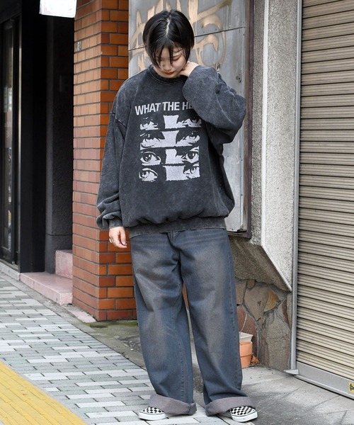 セール】硫化染め プリント プルオーバー/ピグメント プリント