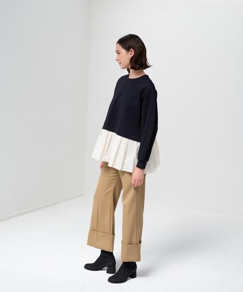 LANVIN en Bleu(ランバンオンブルー)の「プリーツヘムコンビカットソー(Tシャツ/カットソー・レディース・ネイビー/ブラック・38)」の9枚目の写真
