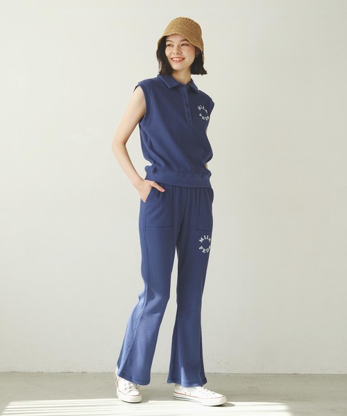 MILKFED.（ミルクフェド）の「WAFFLE FLARE PANTS（スウェットパンツ・レディース・ブラック/ネイビー/ライトグリーン・M/S）」の18枚目の写真