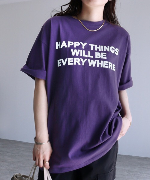 reca（レカ）の「メッセージロゴTシャツ（Tシャツ/カットソー・レディース・ブラック/ホワイト/グリーン/パープル・FREE）」の4枚目の写真