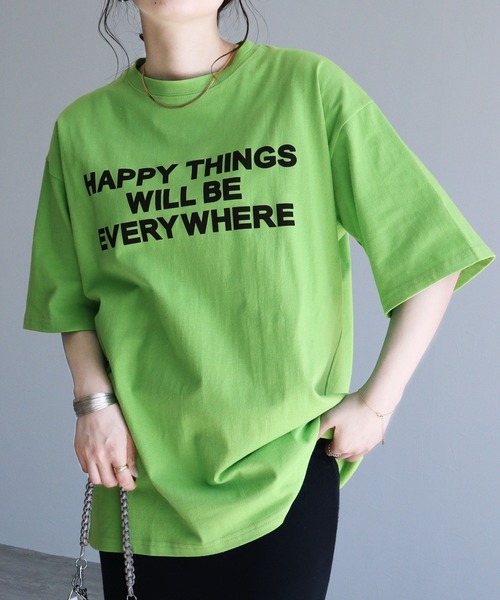 reca（レカ）の「メッセージロゴTシャツ（Tシャツ/カットソー・レディース・ブラック/ホワイト/グリーン/パープル・FREE）」の6枚目の写真