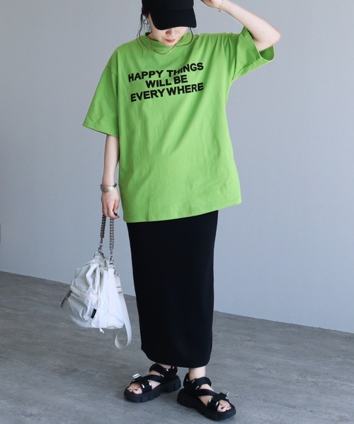 reca（レカ）の「メッセージロゴTシャツ（Tシャツ/カットソー・レディース・ブラック/ホワイト/グリーン/パープル・FREE）」の8枚目の写真
