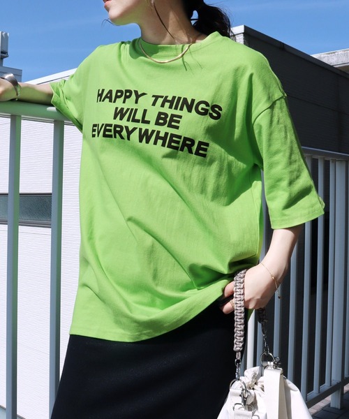 reca（レカ）の「メッセージロゴTシャツ（Tシャツ/カットソー・レディース・ブラック/ホワイト/グリーン/パープル・FREE）」の7枚目の写真