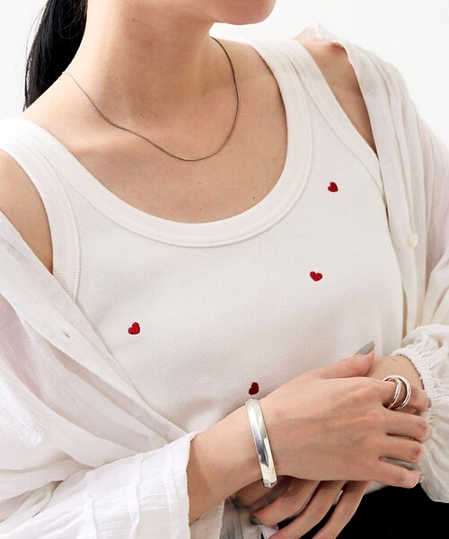 【即日発送】刺繍入りスカラップタンクトップ 即日発送】刺繍入りスカラップタンクトップ 即日発送】刺繍入り