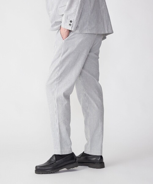 SHIPS（シップス）の「SHIPS:〈手洗い可能/セットアップ対応〉サフィラン リネン ソロ サッカー パンツ（スラックス・メンズ・チャコールグレー/ネイビー・SMALL/MEDIUM/LARGE/X-LARGE）」の4枚目の写真