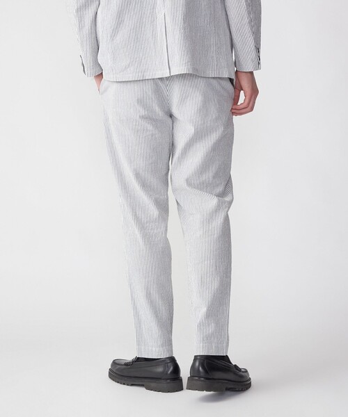 SHIPS（シップス）の「SHIPS:〈手洗い可能/セットアップ対応〉サフィラン リネン ソロ サッカー パンツ（スラックス・メンズ・チャコールグレー/ネイビー・SMALL/MEDIUM/LARGE/X-LARGE）」の5枚目の写真