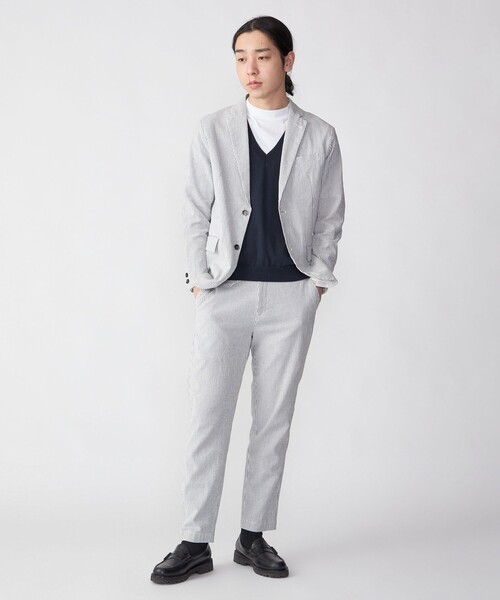 SHIPS（シップス）の「SHIPS:〈手洗い可能/セットアップ対応〉サフィラン リネン ソロ サッカー パンツ（スラックス・メンズ・チャコールグレー/ネイビー・SMALL/MEDIUM/LARGE/X-LARGE）」の7枚目の写真