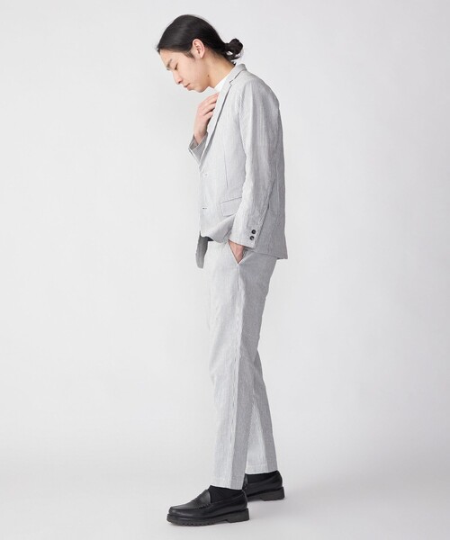 SHIPS（シップス）の「SHIPS:〈手洗い可能/セットアップ対応〉サフィラン リネン ソロ サッカー パンツ（スラックス・メンズ・チャコールグレー/ネイビー・SMALL/MEDIUM/LARGE/X-LARGE）」の8枚目の写真