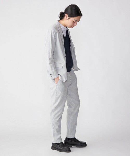 SHIPS（シップス）の「SHIPS:〈手洗い可能/セットアップ対応〉サフィラン リネン ソロ サッカー パンツ（スラックス・メンズ・チャコールグレー/ネイビー・SMALL/MEDIUM/LARGE/X-LARGE）」の10枚目の写真