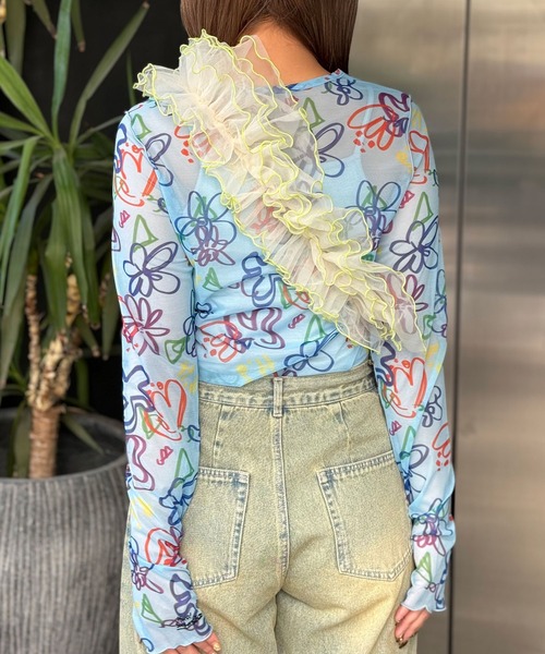 HELLO.SANFRANCISCO（ハローサンフランシスコ）の「【HELLO.SANFRANCISCO/ハローサンフランシスコ】チュールフリルスマホショルダー（スマホグッズ・レディース・ブルー/オレンジ/オフホワイト・FREE）」の9枚目の写真