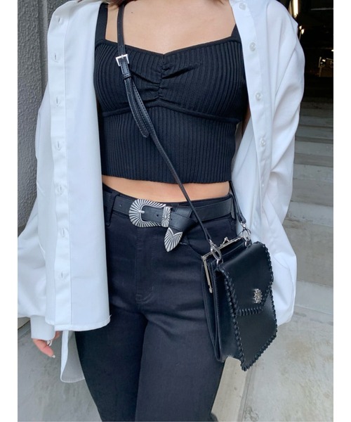 EVRIS（エヴリス）の「メタルバックルフェイクレザーベルト（ベルト・レディース・ブラック・FREE）」の10枚目の写真